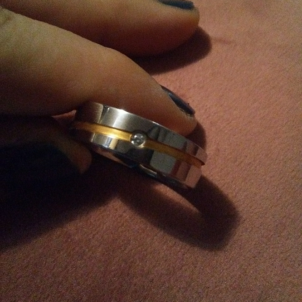 Sale Stainless Steel Ring Silver And Gold Mixed Metals Stone Accent 85 6$